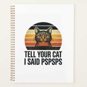 Lustige schwarze Katze Pspsps Vintage-Sonnenunterg Planer