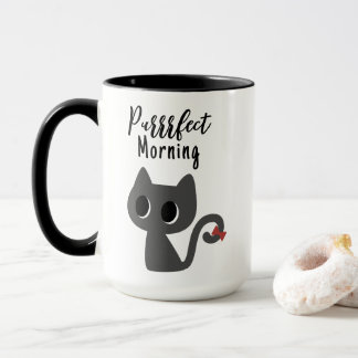 Lustige schwarze Katze Purrfecter Morgen Süße Kitt Tasse