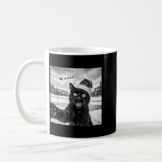 Lustige schwarze Katze Selfie mit Santa Weihnachte Kaffeetasse