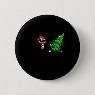 Lustige schwarze Katze stößt Weihnachtsbaum um Kat Button