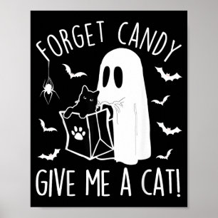 Lustige schwarze Katze vergisst Süßigkeiten, für K Poster