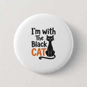 Lustige schwarze Katze Vintage-Stich Halloween-Des Button