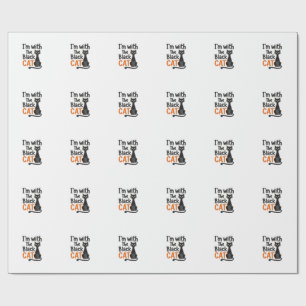 Lustige schwarze Katze Vintage-Stich Halloween-Des Geschenkpapier