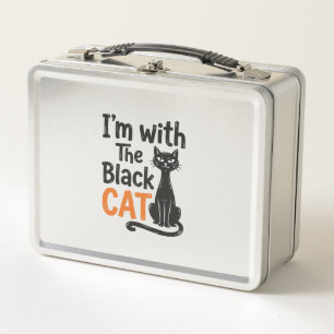 Lustige schwarze Katze Vintage-Stich Halloween-Des Metall Brotdose