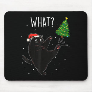 Lustige schwarze Katze Was_ Weihnachtsbaum Meme Xm Mousepad