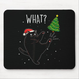Lustige schwarze Katze Was_ Weihnachtsbaum Meme Xm Mousepad