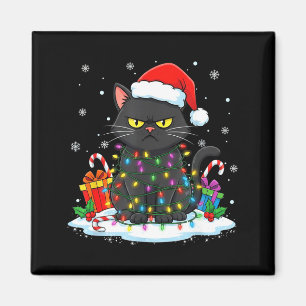 Lustige schwarze Katze Weihnachten für Männer Frau Magnet