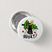 Lustige schwarze Katze Weihnachtsbaum Frohe Santa Button (Vorne & Hinten)