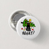 Lustige schwarze Katze Weihnachtsbaum Frohe Santa Button (Vorne & Hinten)