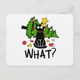 Lustige schwarze Katze Weihnachtsbaum Frohe Santa Einladung