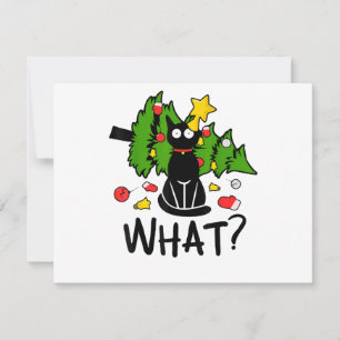 Lustige schwarze Katze Weihnachtsbaum Frohe Santa  Feiertagskarte