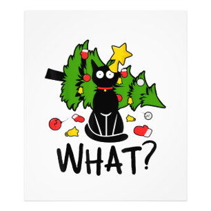 Lustige schwarze Katze Weihnachtsbaum Frohe Santa Fotodruck