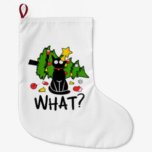 Lustige schwarze Katze Weihnachtsbaum Frohe Santa  Großer Weihnachtsstrumpf