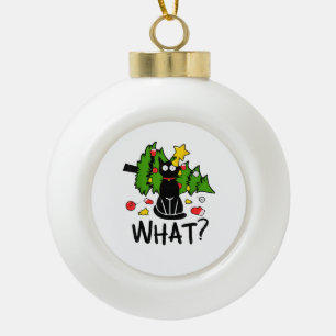 Lustige schwarze Katze Weihnachtsbaum Frohe Santa  Keramik Kugel-Ornament