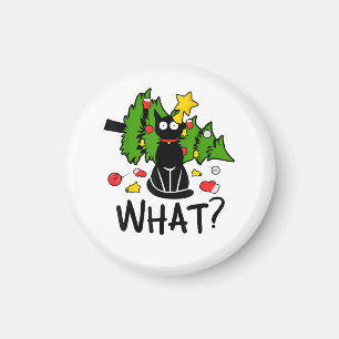 Lustige schwarze Katze Weihnachtsbaum Frohe Santa  Magnet
