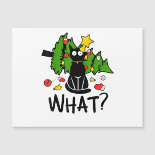 Lustige schwarze Katze Weihnachtsbaum Frohe Santa  Magnetkarte