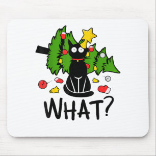 Lustige schwarze Katze Weihnachtsbaum Frohe Santa Mousepad