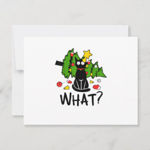 Lustige schwarze Katze Weihnachtsbaum Frohe Santa  RSVP Karte