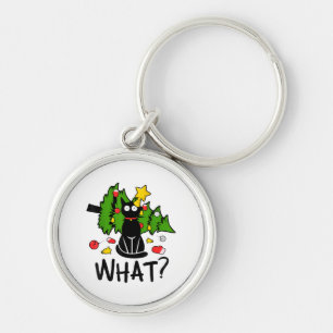 Lustige schwarze Katze Weihnachtsbaum Frohe Santa Schlüsselanhänger