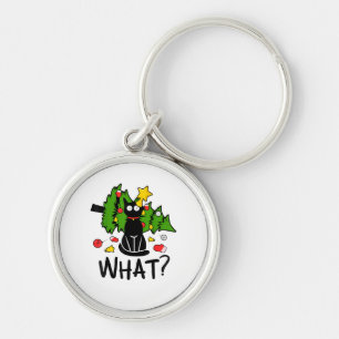 Lustige schwarze Katze Weihnachtsbaum Frohe Santa Schlüsselanhänger