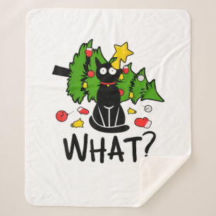 Lustige schwarze Katze Weihnachtsbaum Frohe Santa Sherpadecke
