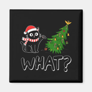 Lustige schwarze Katze Weihnachtsbaum Frohe Weihna Magnet