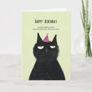 Lustige schwarze Katze zum Geburtstag Karte