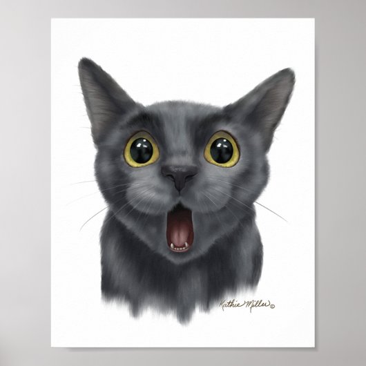 Lustige schwarze Katzen-Cartoon Poster (Vorne)