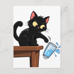 Lustige schwarze Katzen-Cartoon sarkastischer Humo Postkarte