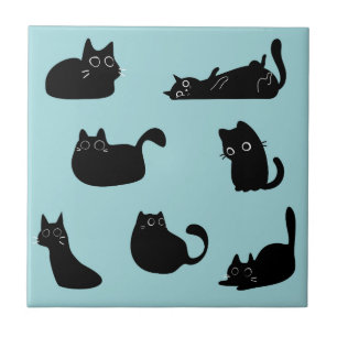 Lustige schwarze Katzen Fliese