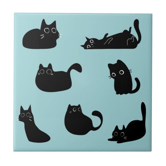 Lustige schwarze Katzen Fliese (Vorderseite)