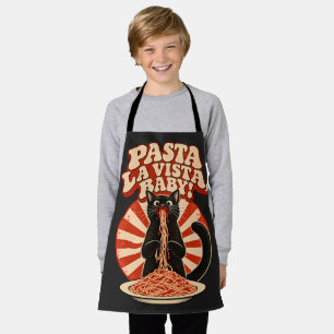 Lustige schwarze Katzen-Pasta Retro Orange Cream K Schürze