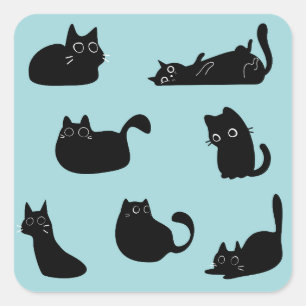 Lustige schwarze Katzen Quadratischer Aufkleber