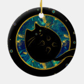 Lustige schwarze mollige Katze Keramik Ornament (Hinten)