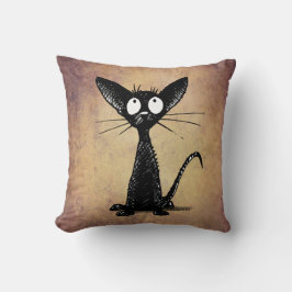 Lustige schwarze orientalische Shorthair Katze auf Kissen