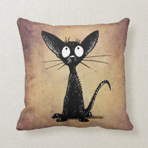 Lustige schwarze orientalische Shorthair Katze auf Kissen