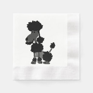Lustige schwarze Pudel-Hundekunst Serviette