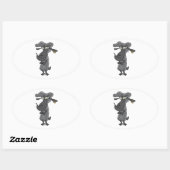 lustige schwarze Schafskarikatur Ovaler Aufkleber (Blatt)