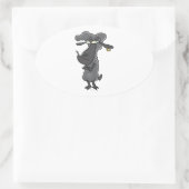 lustige schwarze Schafskarikatur Ovaler Aufkleber (Tasche)