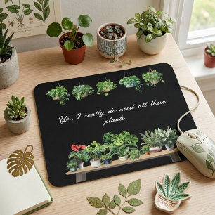Lustige Schwarze Wasserfarbe Pflanzenliebhaber Zim Mousepad