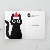 Lustige schwarze Weihnachtskarte mit Katze Feiertagskarte (Innenseite)