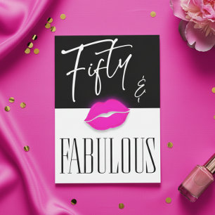 Lustige schwarze weiße Fünfzig Fabelhafte rosa Lip Einladung