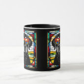 Lustige Schwarzlabrador-Buntglas-Kaffeetasse Tasse (Zentrum)