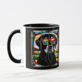 Lustige Schwarzlabrador-Buntglas-Kaffeetasse Tasse