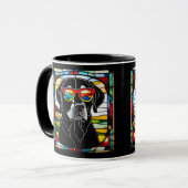 Lustige Schwarzlabrador-Buntglas-Kaffeetasse Tasse (Vorderseite Links)