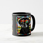 Lustige Schwarzlabrador-Buntglas-Kaffeetasse Tasse (VorderseiteRechts)
