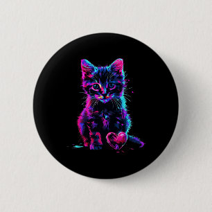 Lustige Schwarzlicht-Glitch-Art Süße Katze Kätzche Button