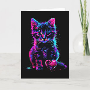 Lustige Schwarzlicht-Glitch-Art Süße Katze Kätzche Karte