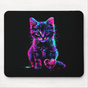 Lustige Schwarzlicht-Glitch-Art Süße Katze Kätzche Mousepad