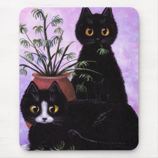 Lustige Schwarzweiss-Katze Creationarts Mousepad (Vorne)